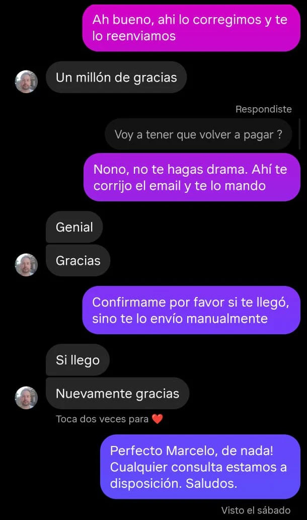 Reseña real de cliente por WhatsApp