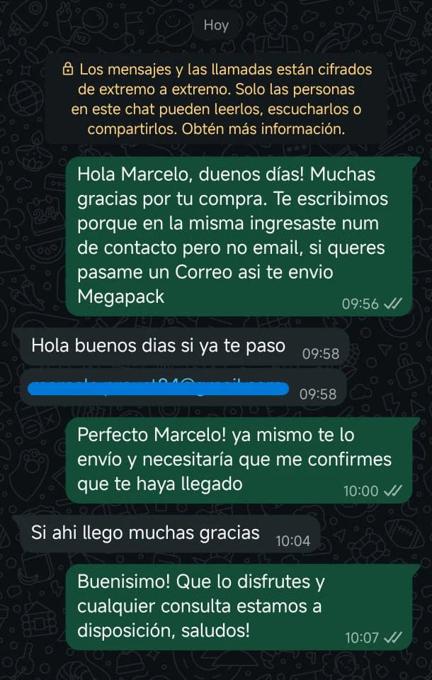 Reseña real de cliente por WhatsApp